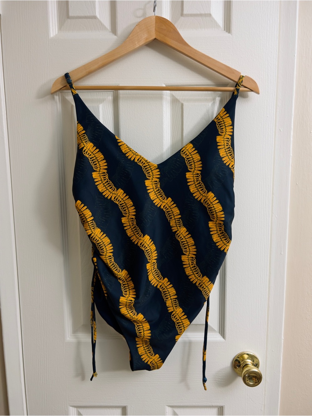 Navy & Mustard Pattern One-Piece Swimsuit